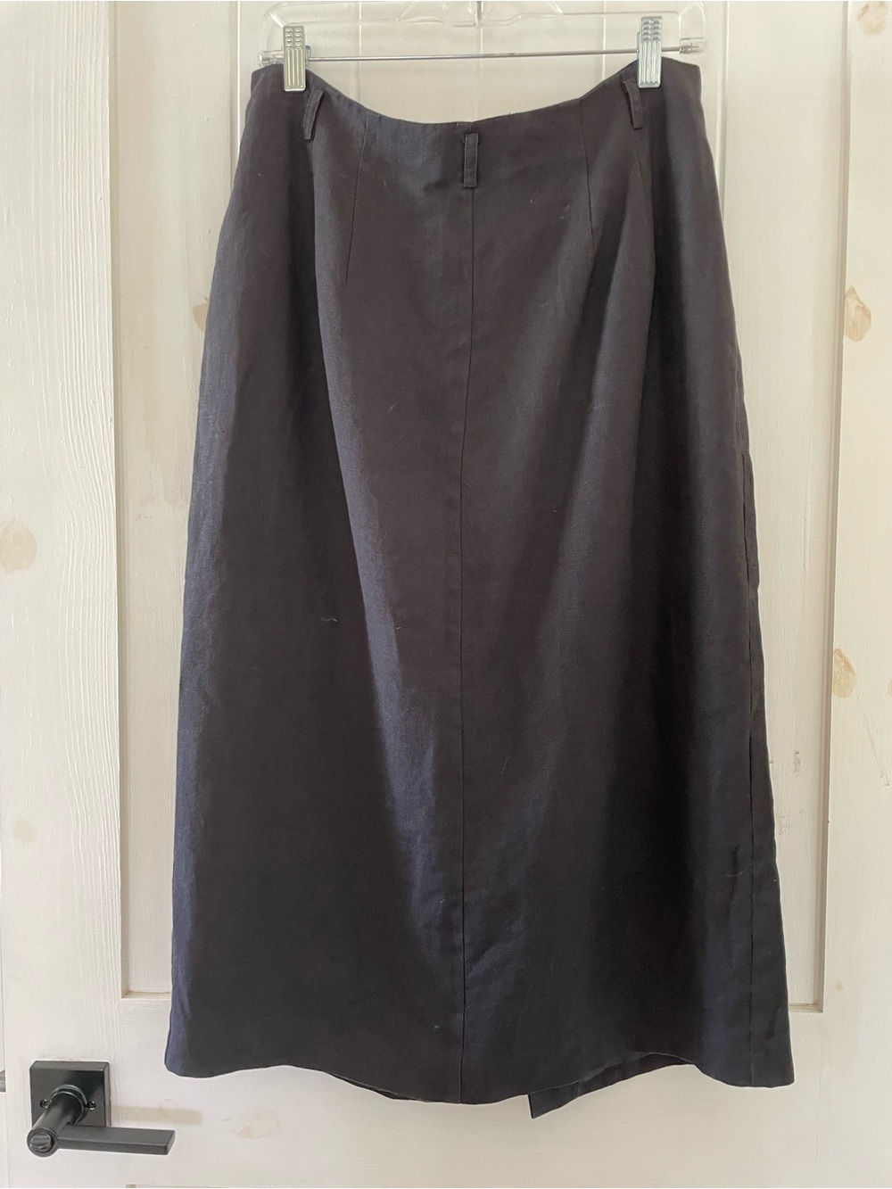 Talbots 100% Irish  Linen Skirt Black Midi Lined Size Petite 16 - Picture 3 of 7
